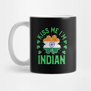 Kiss Me I'M Indian India Flag Shamrock St Patrick'S Day Mug